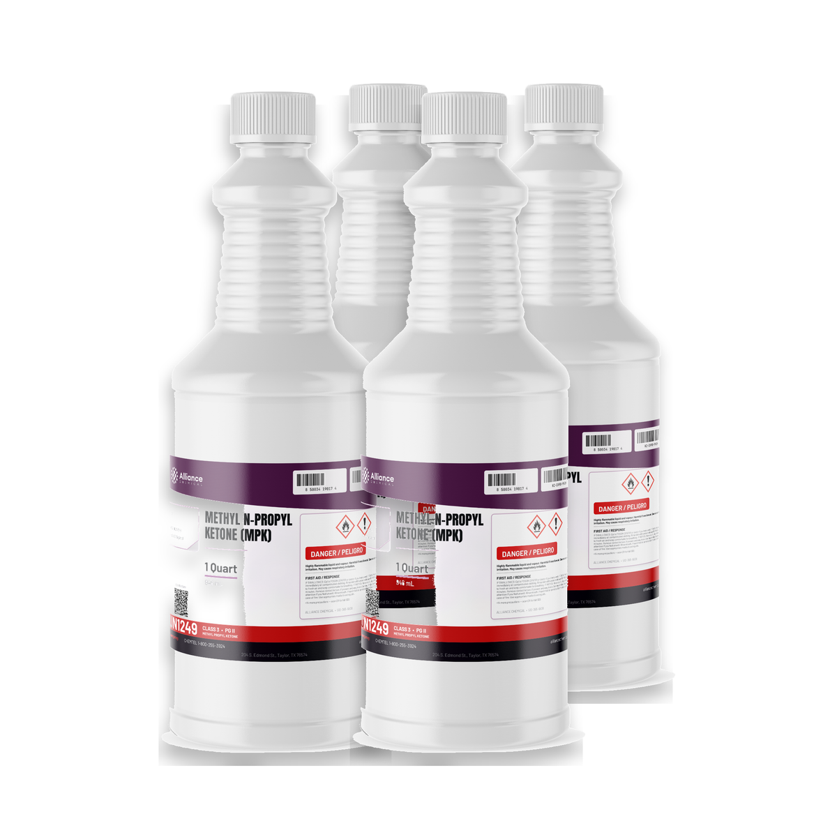 Methyl n-Propyl Ketone Technical Grade case of four 1-quart bottles for metal surface cleaning, Alliance Chemical