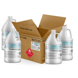 Four 1-gallon HDPE jugs of Alliance Chemical Methyl Ethyl Ketone with white caps and product labels, in a cardboard box.