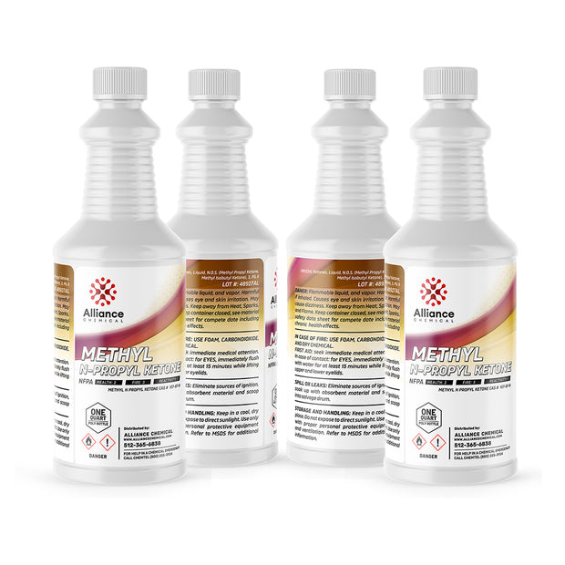 32 oz bottles of Methyl N-Propyl Ketone (MPK) by Alliance Chemical in HDPE containers