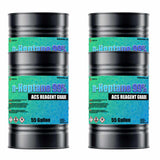 Two 55-gallon steel drums of Alliance Chemical n-Heptane 99% ACS with blue and green labels.