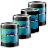 5-gallon drums of N-Heptane 99% ACS Reagent Grade solvent in black metal containers with chemical, Alliance Chemical branding