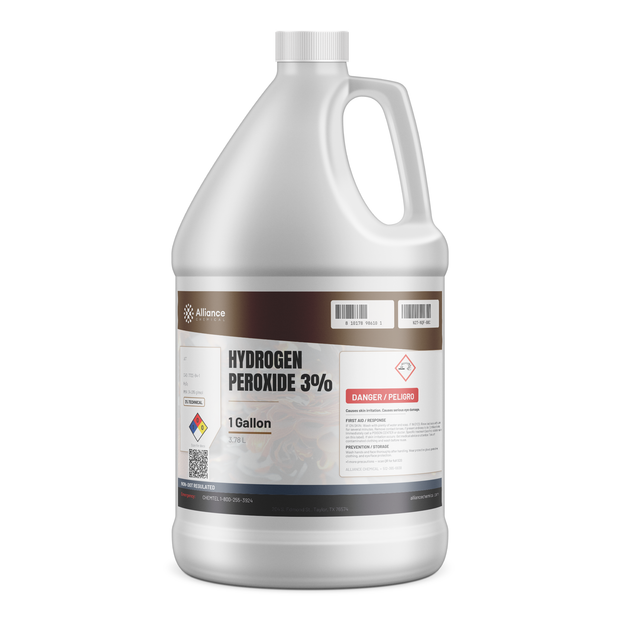 Hydrogen Peroxide 3% Technical Grade in a 1-gallon plastic jug, Alliance Chemical