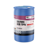 Sulfuric Acid 70% Technical Grade in a 55-gallon blue drum from Alliance Chemical for industrial wastewater treatment