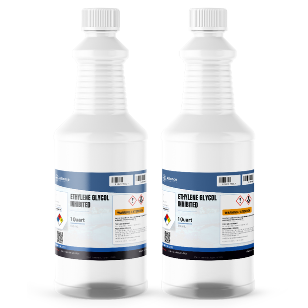 Ethylene Glycol Inhibited ACS Reagent Grade in two 1-quart plastic bottles, Alliance Chemical