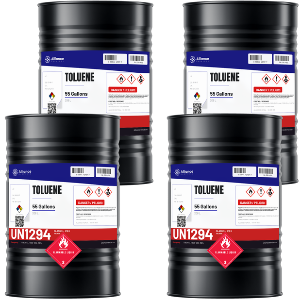 Toluene 99.5% Technical Grade four 55-gallon drums Alliance Chemical for paint thinners and lacquers