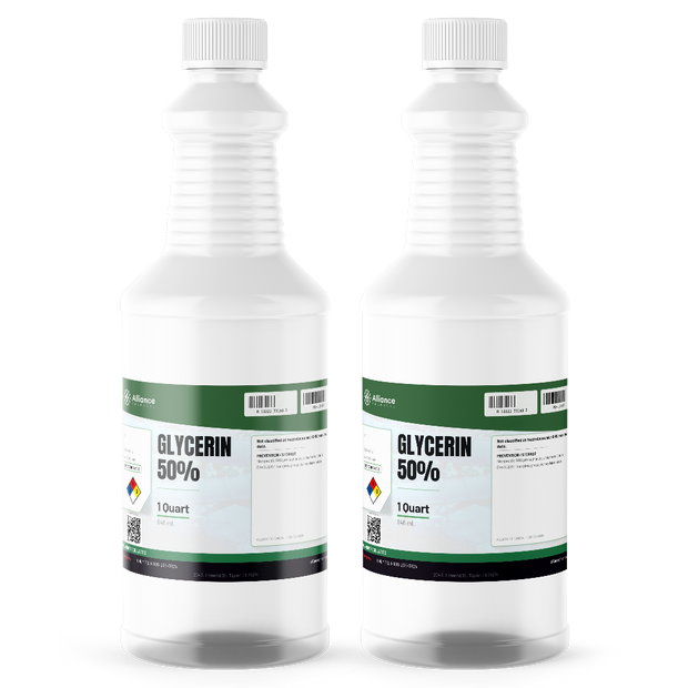 Glycerin 50% Food Grade in two 1-quart plastic bottles, Alliance Chemical