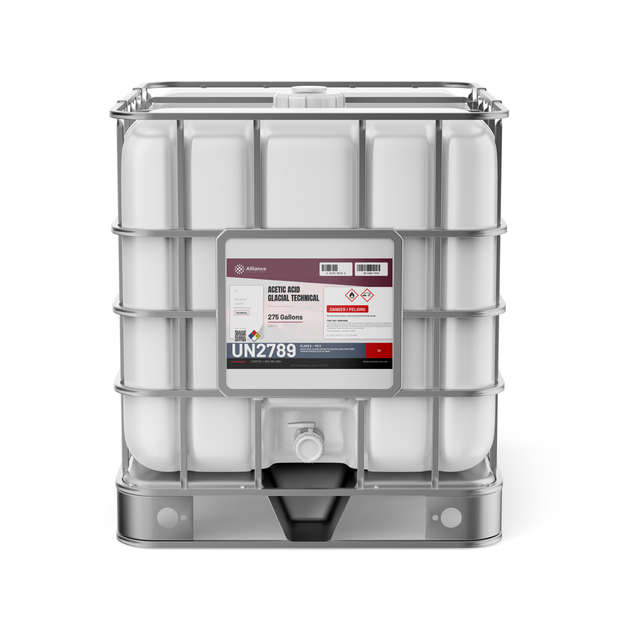 Acetic Acid Glacial Technical 275-gallon IBC tote, Alliance Chemical for chemical synthesis and textile dyeing