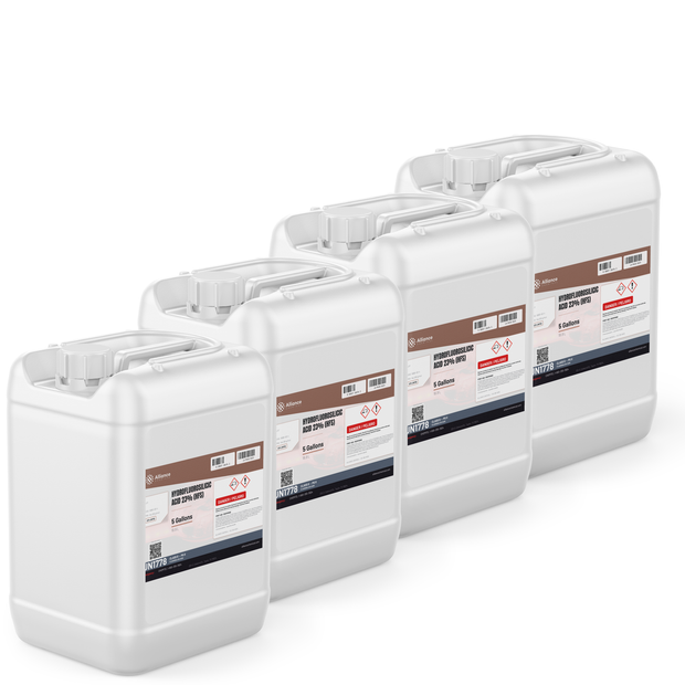Hydrofluorosilicic Acid 23% in four 5-gallon pails from Alliance Chemical for municipal water treatment