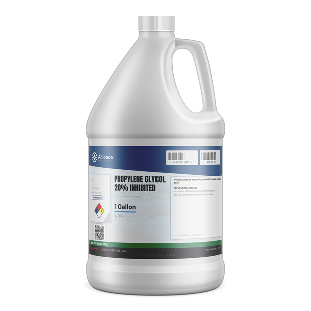 Propylene Glycol 20% Inhibited in a 1-gallon plastic jug from Alliance Chemical for HVAC and facility maintenance