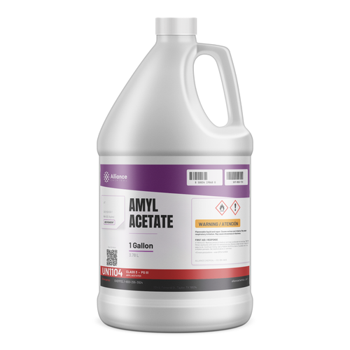 Amyl Acetate ACS Grade in a 1-gallon plastic jug from Alliance Chemical for lacquers and industrial coatings