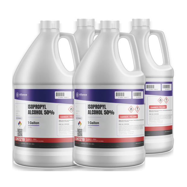 Isopropyl Alcohol 50% Technical Grade in four 1-gallon plastic jugs from Alliance Chemical