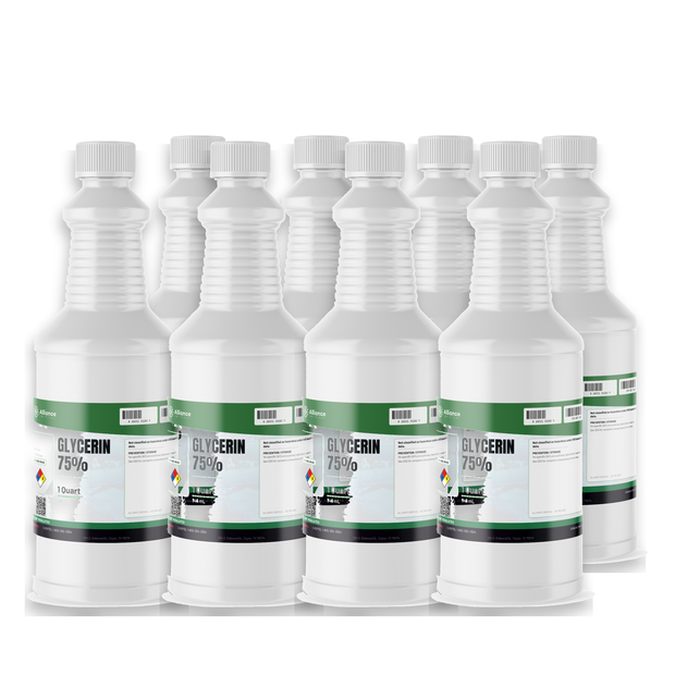 Glycerin 75% Food Grade eight 1-quart bottles, Alliance Chemical for food and beverage production