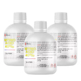 1L bottles (3-pack) of 40% Nitric Acid in HDPE containers with safety caps, hazard warnings and Alliance Chemical labeling