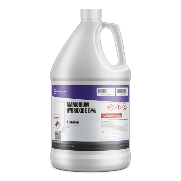 Ammonium Hydroxide 5% Technical Grade in a 1-gallon plastic jug from Alliance Chemical