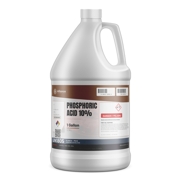 Phosphoric Acid 10% Food Grade in a 1-gallon plastic jug with screw cap, Alliance Chemical