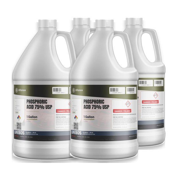 Phosphoric acid 75% USP food grade four 1-gallon jugs, Alliance Chemical for rust removal and metal preparation