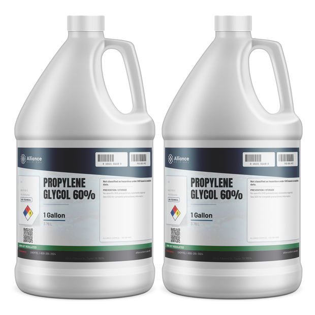 Propylene Glycol 60% Technical Grade in two 1-gallon plastic jugs, Alliance Chemical