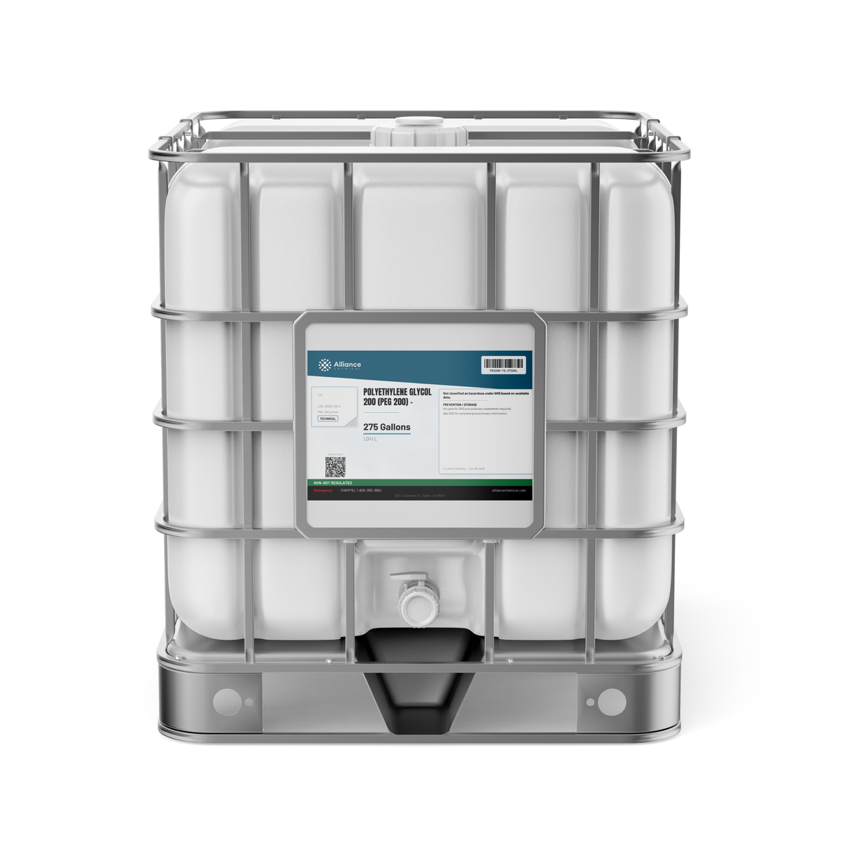 Polyethylene Glycol 200 Technical Grade in a 275-gallon IBC tote from Alliance Chemical