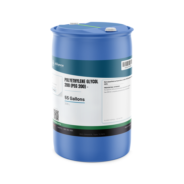 Polyethylene Glycol 200 (PEG 200) Technical Grade in a 55-gallon drum, Alliance Chemical