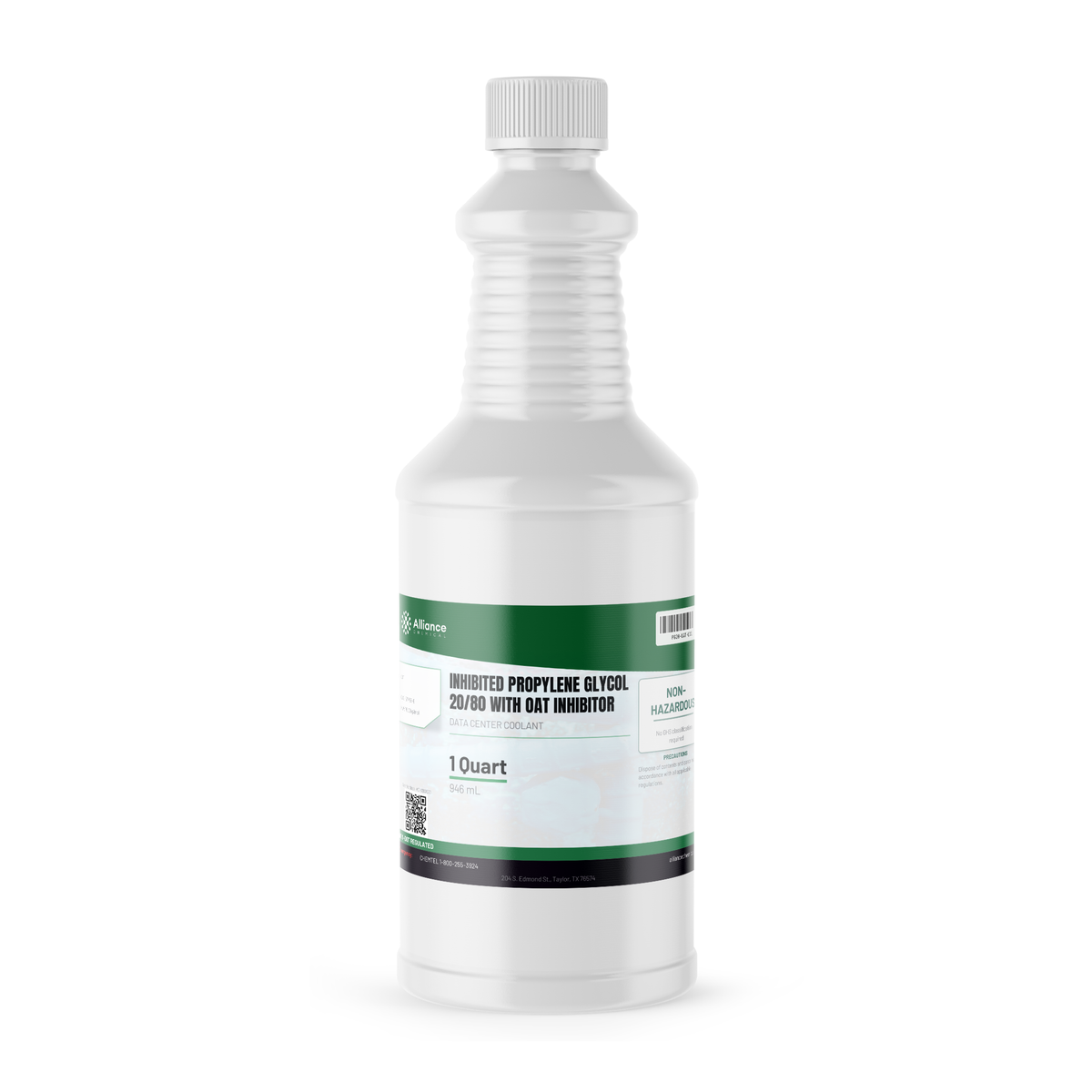 Inhibited Propylene Glycol 20/80 (20% PG) OAT data center coolant, 1-quart bottle - Alliance Chemical