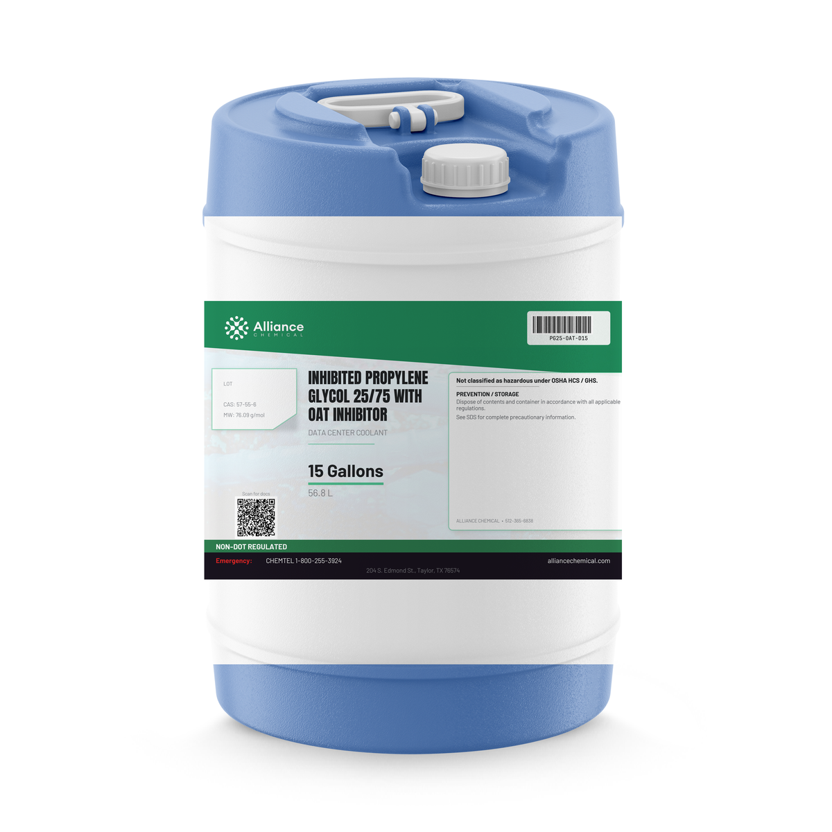 Inhibited Propylene Glycol 25/75 with OAT inhibitor in a 15-gallon drum