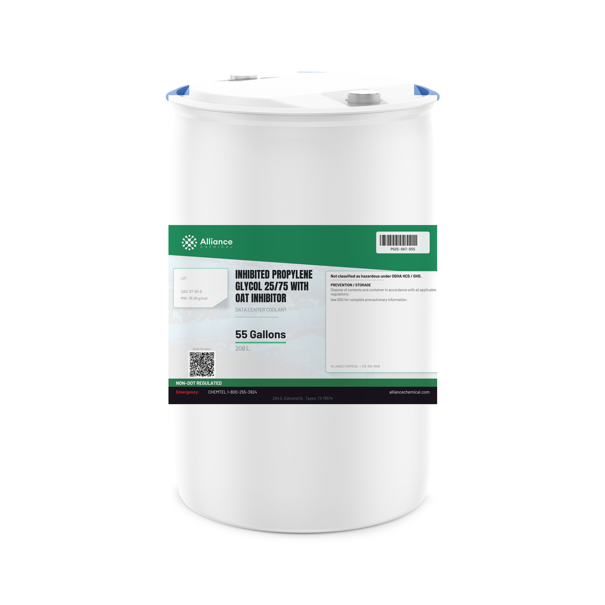Inhibited Propylene Glycol 25/75 with OAT inhibitor in a 55-gallon drum