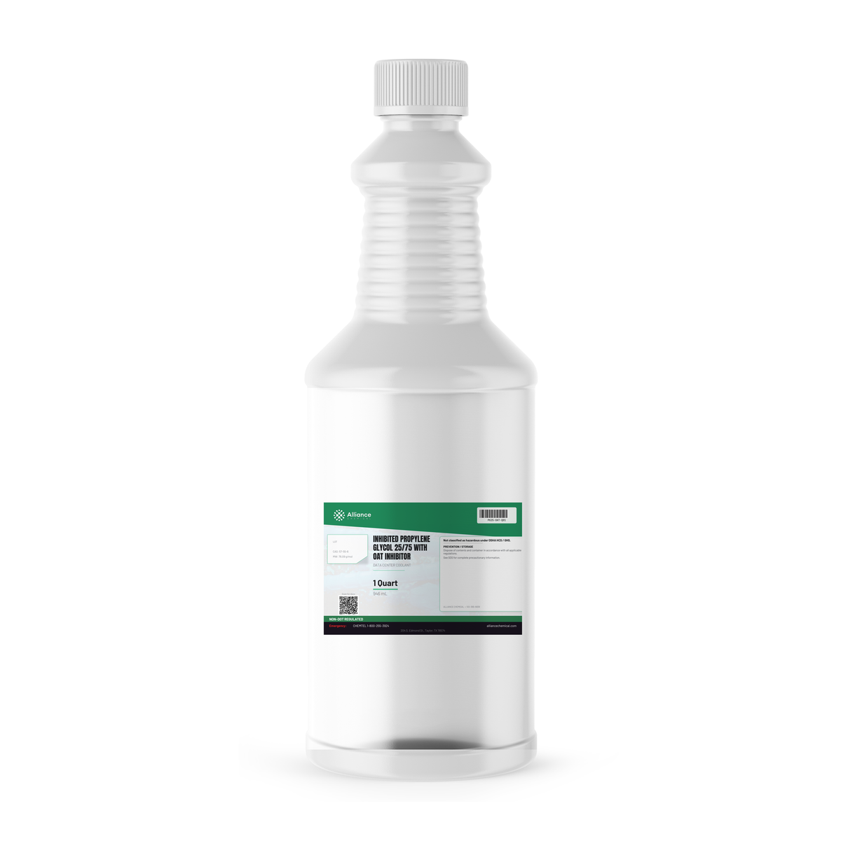 Inhibited Propylene Glycol 25/75 1-quart plastic bottle for data center coolant