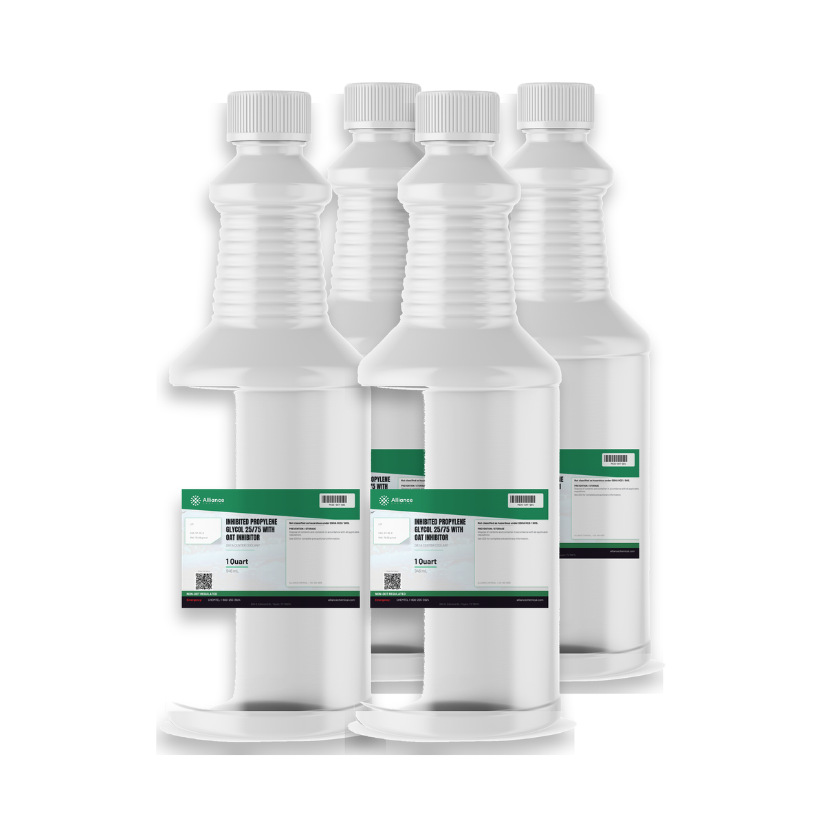 Inhibited Propylene Glycol 25/75 with OAT Inhibitor in four 1-quart bottles