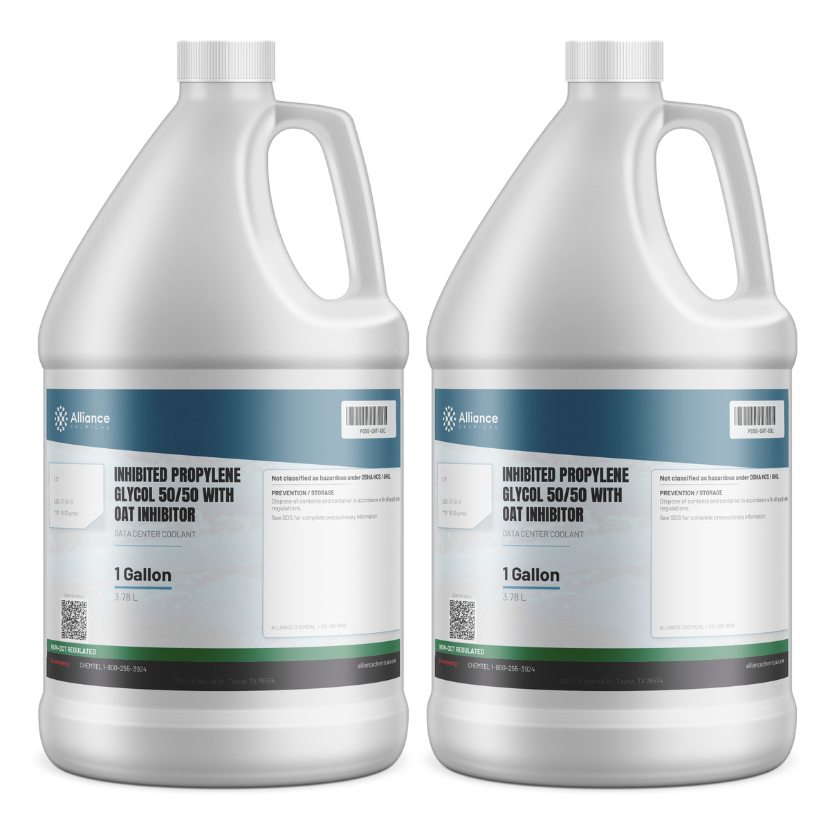 Inhibited Propylene Glycol 50/50 with OAT Inhibitor in two 1-gallon jugs from Alliance Chemical for data center cooling