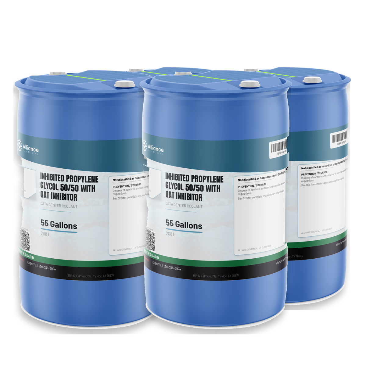 Inhibited Propylene Glycol 50/50 with OAT Inhibitor in four 55-gallon drums from Alliance Chemical