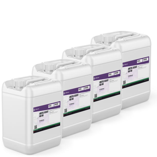 Arctic Assist 60/40 technical grade liquid in four 5-gallon white plastic pails from Alliance Chemical