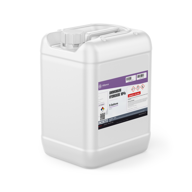 Ammonium Hydroxide 10% Technical Grade in a 5-gallon plastic jerry can, Alliance Chemical