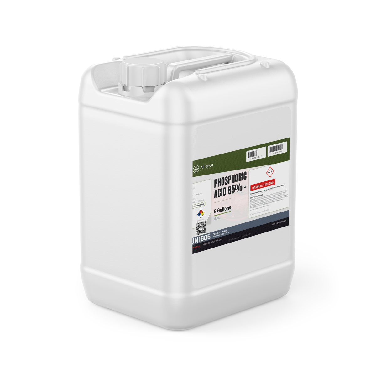 Phosphoric Acid 85% Technical Grade 5-gallon jerry can Alliance Chemical for metal surface preparation