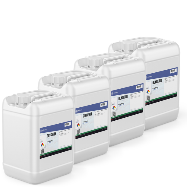 100% Glycerin Technical Grade in four 5-gallon plastic jerry cans, Alliance Chemical