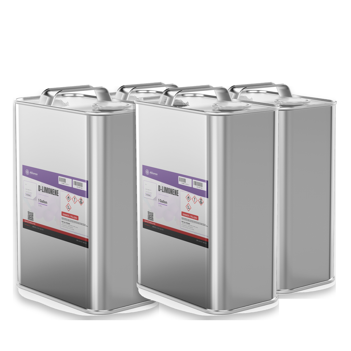 D-Limonene Technical Grade solvent, case of four 1-gallon metal cans, Alliance Chemical