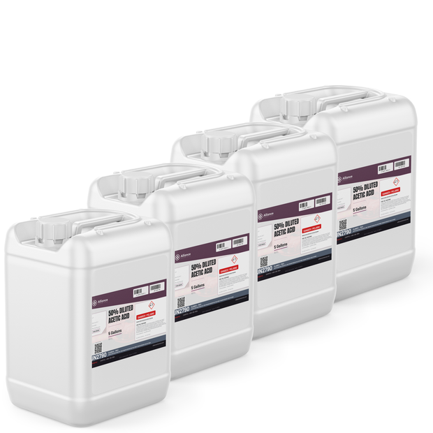 50% Diluted Acetic Acid Food Grade in four 5-gallon jerry cans by Alliance Chemical
