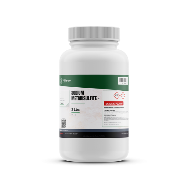 Sodium Metabisulfite Technical Grade in a 2-lb white plastic bottle by Alliance Chemical