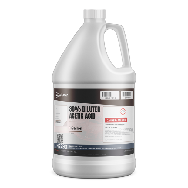 30% Diluted Acetic Acid Food Grade in a 1-gallon plastic jug from Alliance Chemical