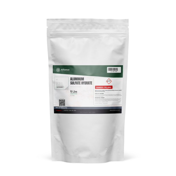 Aluminum sulfate hydrate ACS reagent grade in a 5 lb resealable pouch by Alliance Chemical