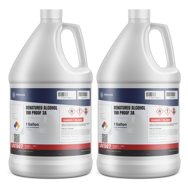 Denatured Alcohol 190 Proof 3A Technical Grade two 1-gallon jugs Alliance Chemical