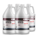 Hydrochloric Acid 37% ACS Reagent Grade in four 1-gallon plastic jugs from Alliance Chemical