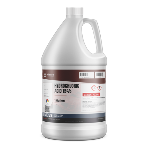 Hydrochloric Acid 15% Technical Grade in a 1-gallon plastic jug, Alliance Chemical