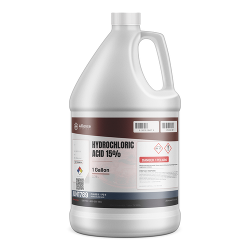 Hydrochloric Acid 15% Technical Grade 1-gallon jug for concrete etching from Alliance Chemical