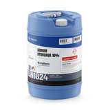 Sodium Hydroxide 10% ACS Reagent Grade liquid in a 15-gallon blue plastic carboy, Alliance Chemical