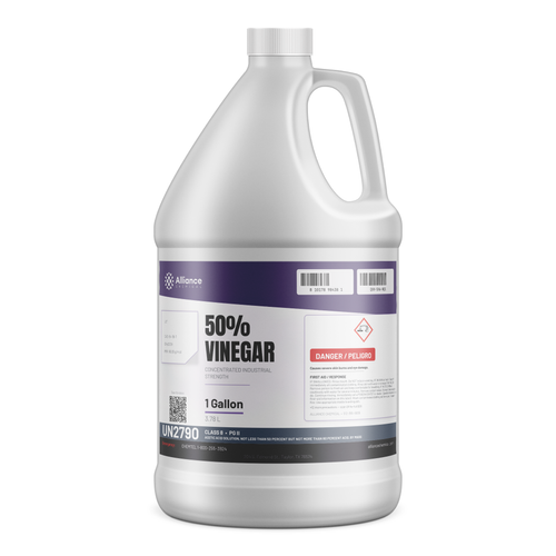 50% technical grade vinegar in a 1-gallon jug, Alliance Chemical, for concrete etching and pH neutralization