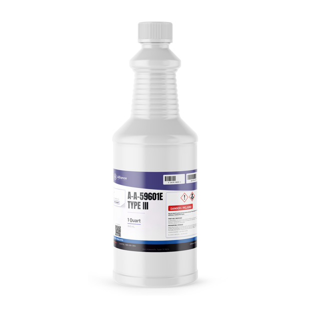 A-A-59601E Type III ACS Grade in a 1-quart white plastic bottle, Alliance Chemical