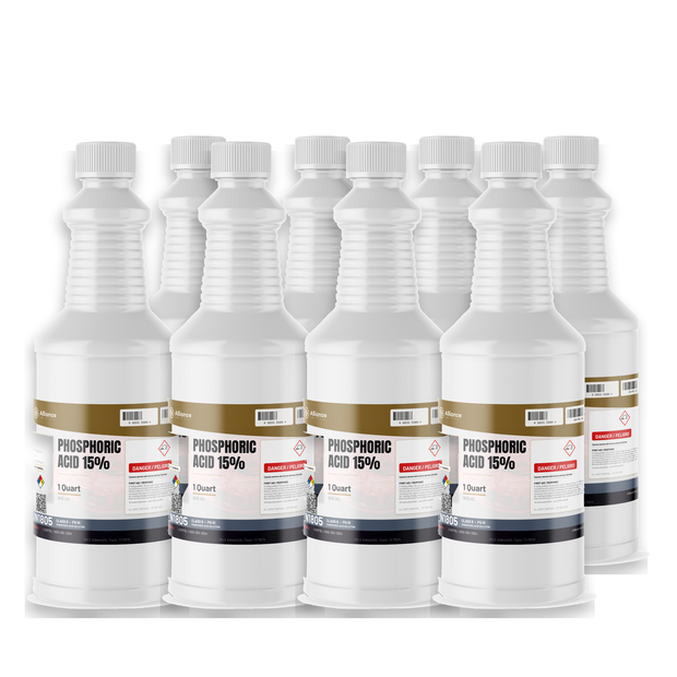 Phosphoric Acid 15% Technical Grade in a case of eight 1-quart plastic bottles, Alliance Chemical