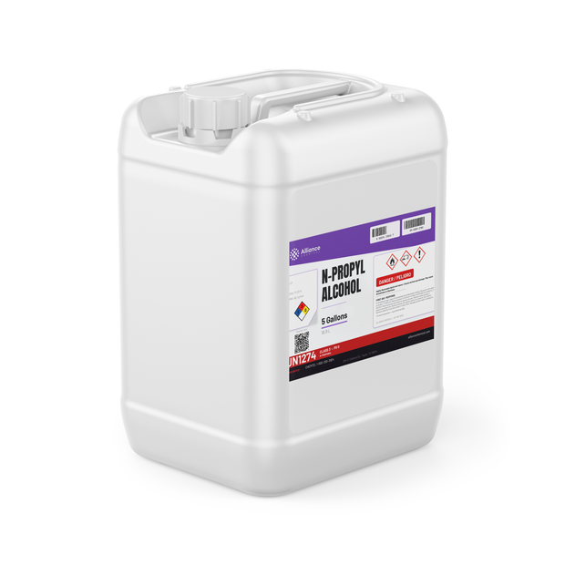 N-Propyl Alcohol 98.8% Technical Grade 5-gallon white plastic jerry can from Alliance Chemical