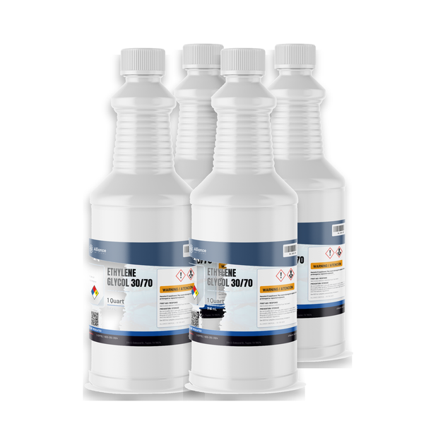 Ethylene Glycol 30/70 Technical Grade in four 1-quart plastic bottles, Alliance Chemical