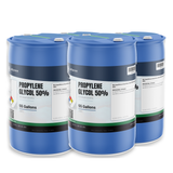 Propylene Glycol 50% USP Grade, four blue 55-gallon plastic drums, Alliance Chemical